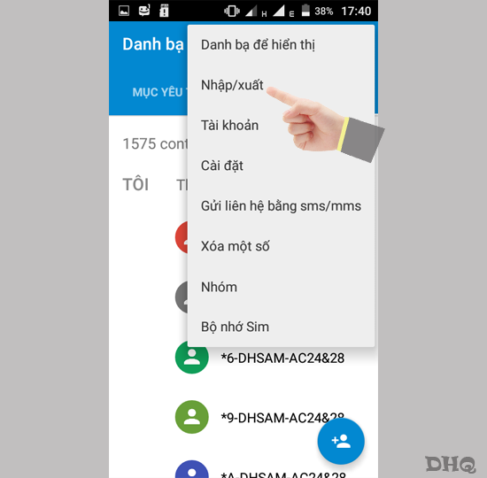 Chọn Nhập/xuất